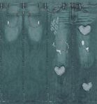 绿色牛仔布上的心形图案