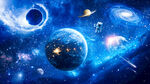 蓝色星球外太空宇宙星空航天背景