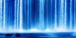 蓝色瀑布山水画