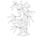 水墨风竹子线描图 矢量图