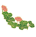 中式荷花荷叶装饰图案 矢量图