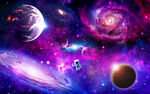 梦幻宇宙漩涡外太空星球银河背景