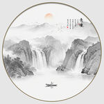 圆形水墨画