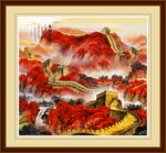 金色万里长城国画