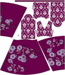 紫色花卉图案服饰设计稿