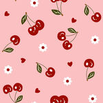 樱桃花卉粉色可爱无缝图案