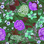 紫色花卉图案水彩画背景