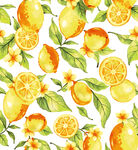 水彩绘柠檬与绿叶画面