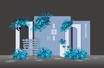 蓝色清新婚礼场景布置