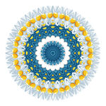 蓝黄白相间圆形曼陀罗图案