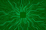绿色电路板与中央芯片画面