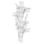 简约线条勾勒的水墨风竹子 矢量