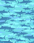蓝色海洋鲨鱼图案背景