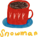 红色雪人咖啡杯插画