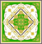 绿白金三色精美几何图案