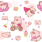 数码印花可爱小猪卡通