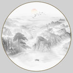 圆形意境水墨山水画