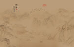 中式古风古典山水画背景图