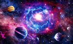 梦幻星空宇宙漩涡太空星球背景墙