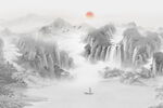 水墨山水电视背景墙