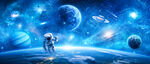 银河太空星球宇航员星空宇宙背景