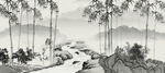 新中式水墨竹子背景墙竹林装饰画
