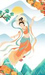 敦煌飞天仙女唯美插画