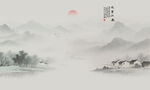 中国风水墨江南水乡背景图