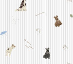 条纹背景上的可爱狗狗图案