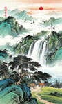 山水国画玄关画
