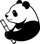 熊猫手持竹子卡通形象