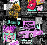 潮流赛车涂鸦艺术插画