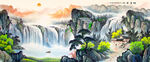 壮丽山水瀑布景观图