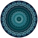 蓝绿色圆形曼陀罗花纹图案