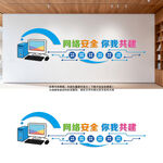 创意蓝色网络安全宣传文化墙