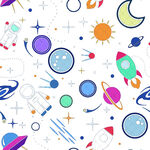 卡通太空元素无缝图案
