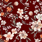 深红底花卉图案纹理