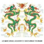 富贵青龙故宫龙标签彩龙包装云纹
