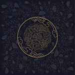 神秘金色圆形花纹图案