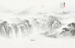 中式国画山水背景墙