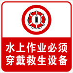 水上作业救生设备佩戴警示