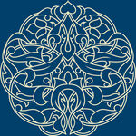 复古蓝色几何花卉装饰图案