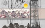 中式山水屏风装饰画