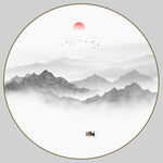圆形山水画