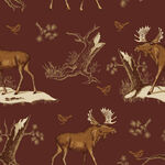 麋鹿花卉复古风无缝图案