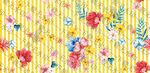 黄底花卉条纹