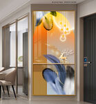 简约蓝色羽毛麋鹿日光灯装饰画