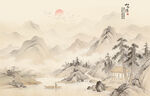 中式古风古典山水画背景图