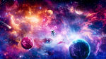 璀璨星空太空宇航员星球宇宙背景