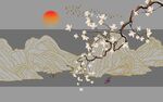 春日山水花枝图